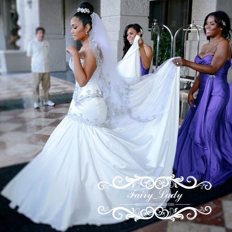 silver mermaid wedding dresses