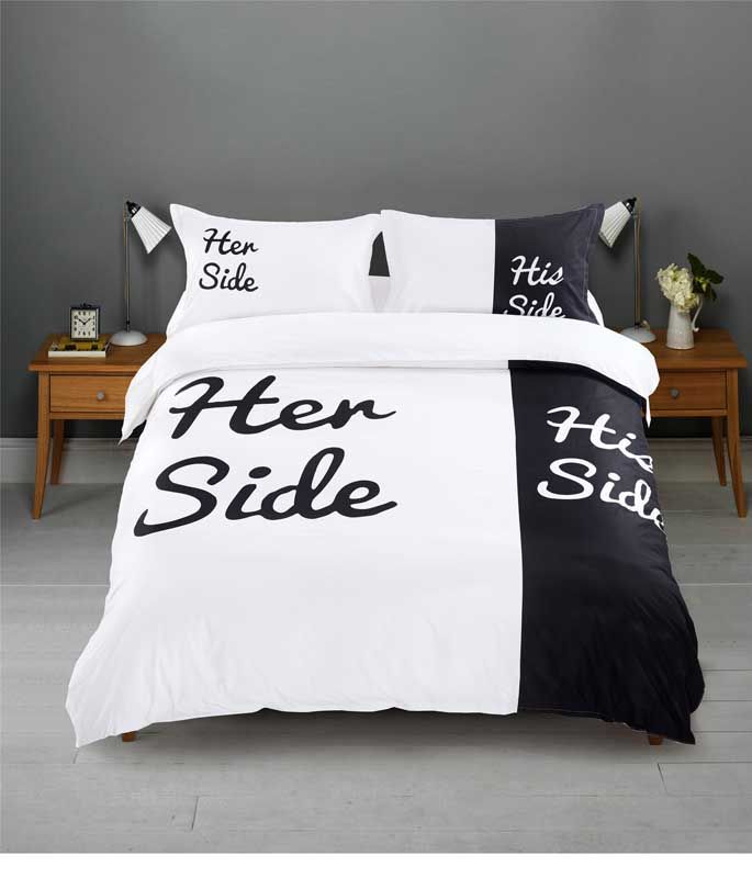 Wholesale Her Side His Side 3 Bedding Sets Couple Double Bed