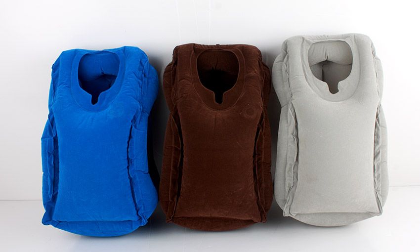 2017 New Design Smart Travel Pillow Concave Shape Tray Table Inflatable Travel Pillow For