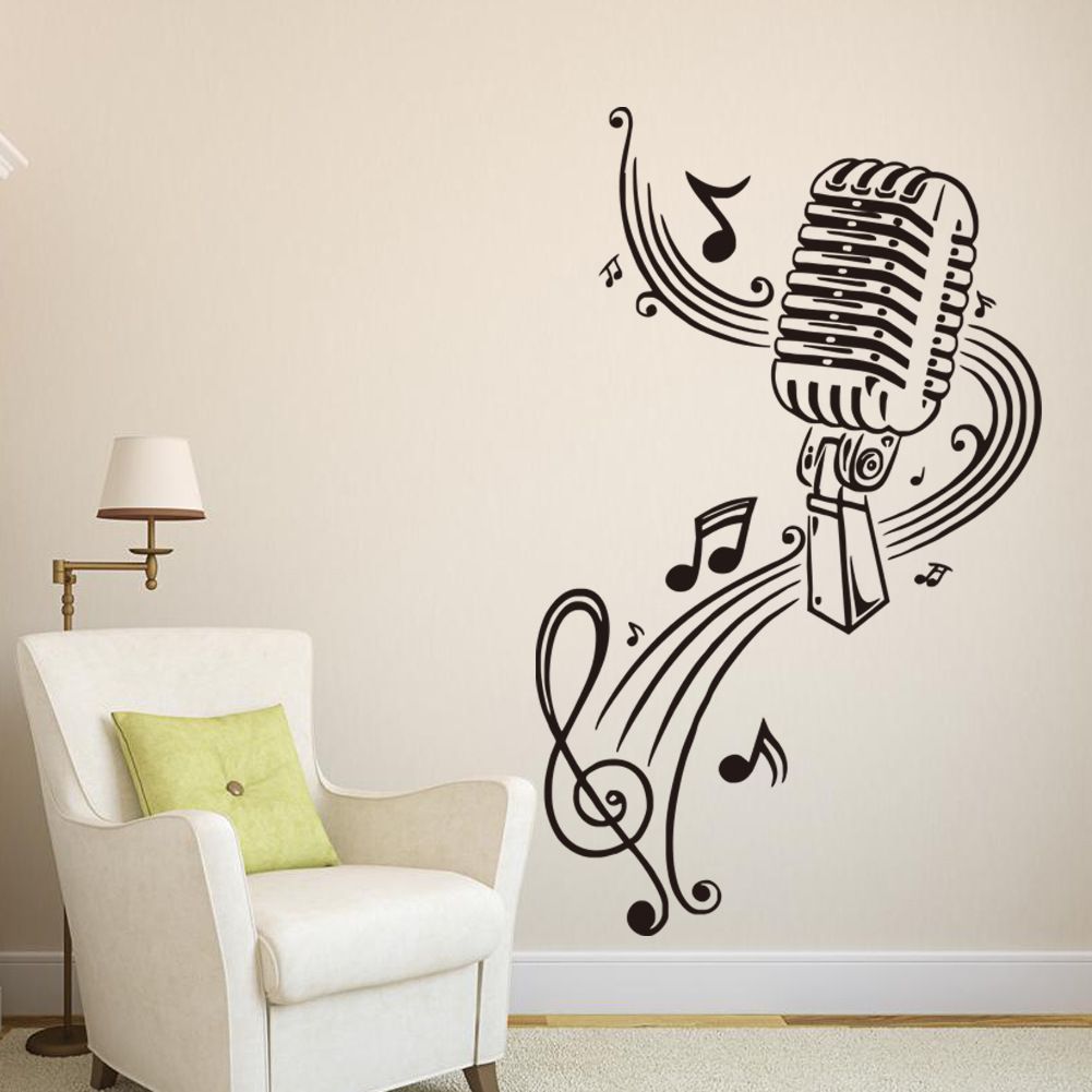 Music Mural Wall Sticker Pvc Fashionable Notes And Microphone Art Wall Mural Stickers For Living Room Bedroom Tv Background Music Wallpaper Wall Art Decals Trees Wall Art Decor Stickers From Jy9146 7 22