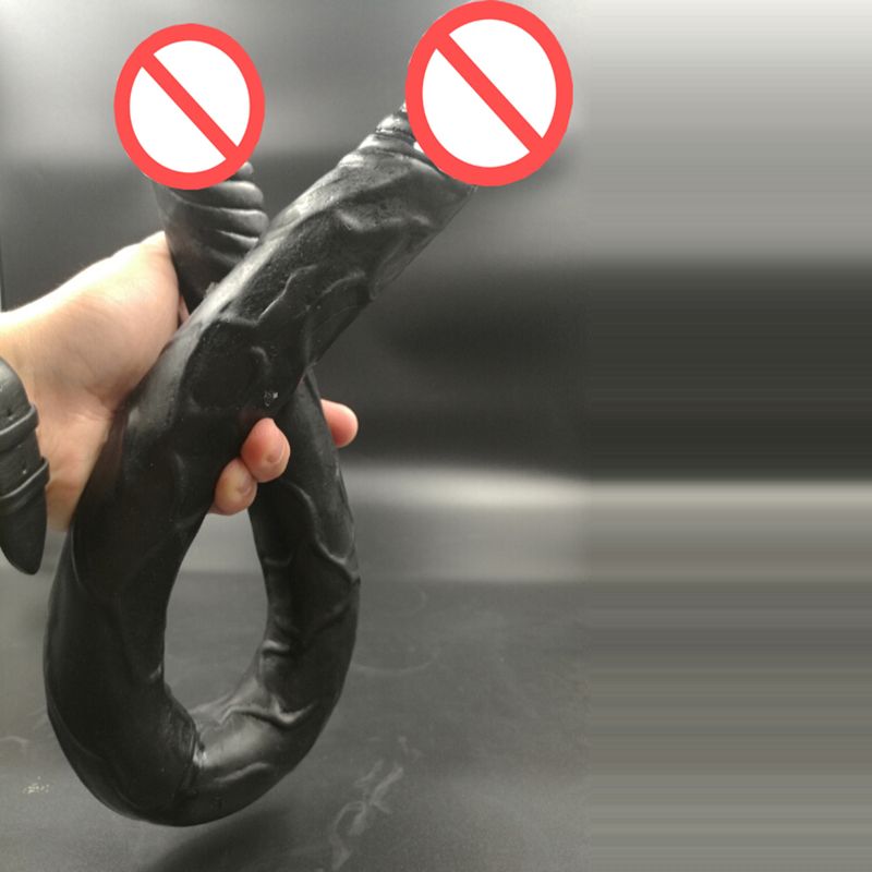 Sex Products black Flexible Big Double Dildo, Long soft Double Dildo Dong Penis , Lesbian Dual Penis, Double Penetration Dildos pic pic