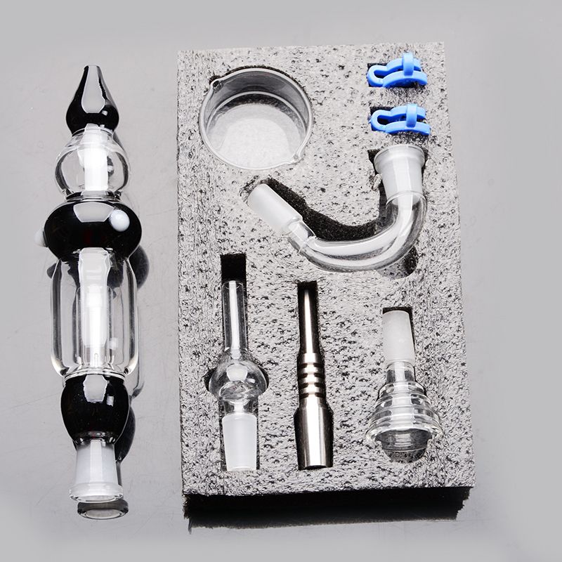 Black Whith Gift Box With Titanium Nail Bongs Water Pipes Recycler Oil