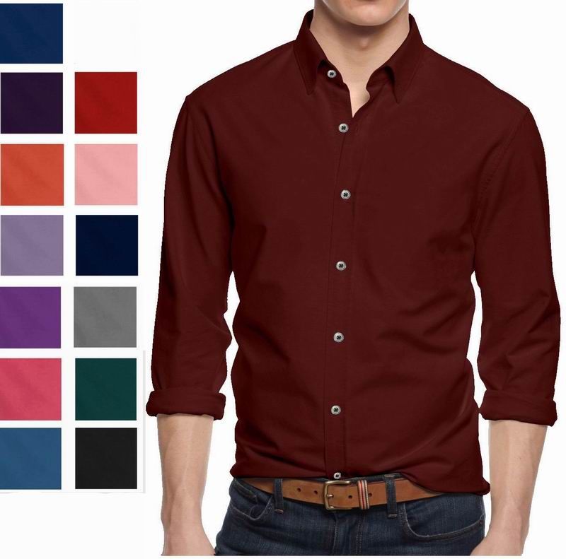 mens long sleeve button down collar shirts