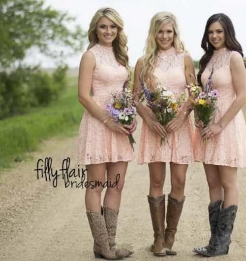 country bridesmaid dresses with cowboy boots