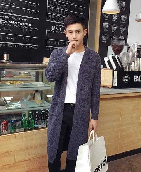New Extra Long Cardigan Sweaters Men 