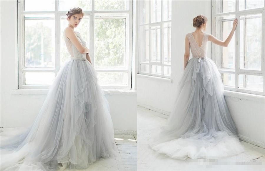 ombre lace wedding dress