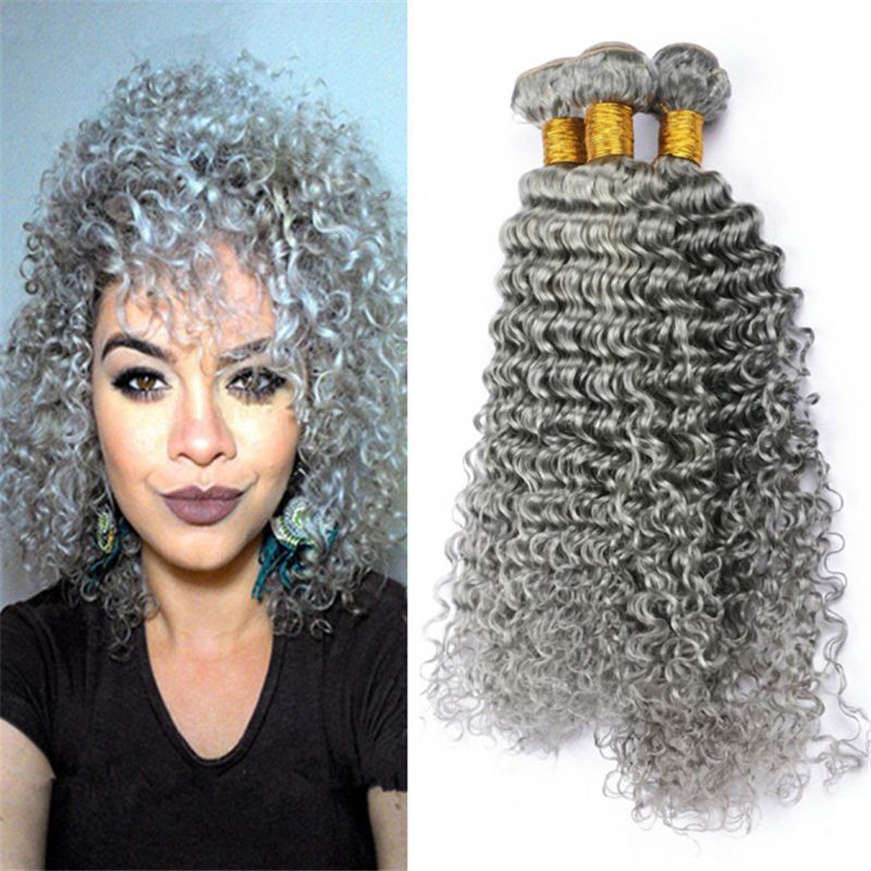 8a Virgin Malaysian Grey Curly Human Hair Weaves Deep Wave Grey Hair Bundles Cheap Gray Hair Extensions Dhl Free Wholesale Hair Weave Suppliers Hair