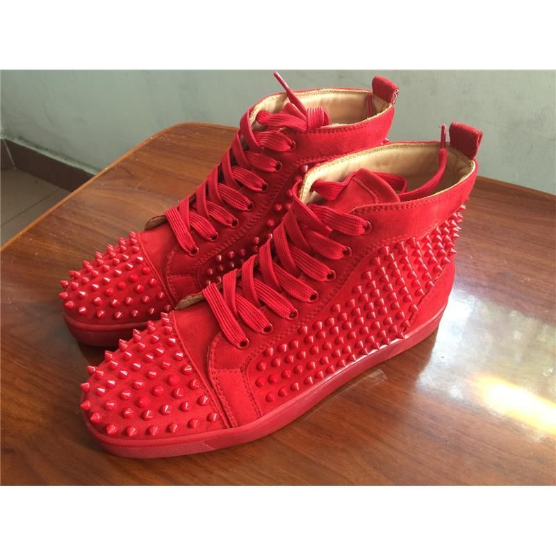 red studded sneakers