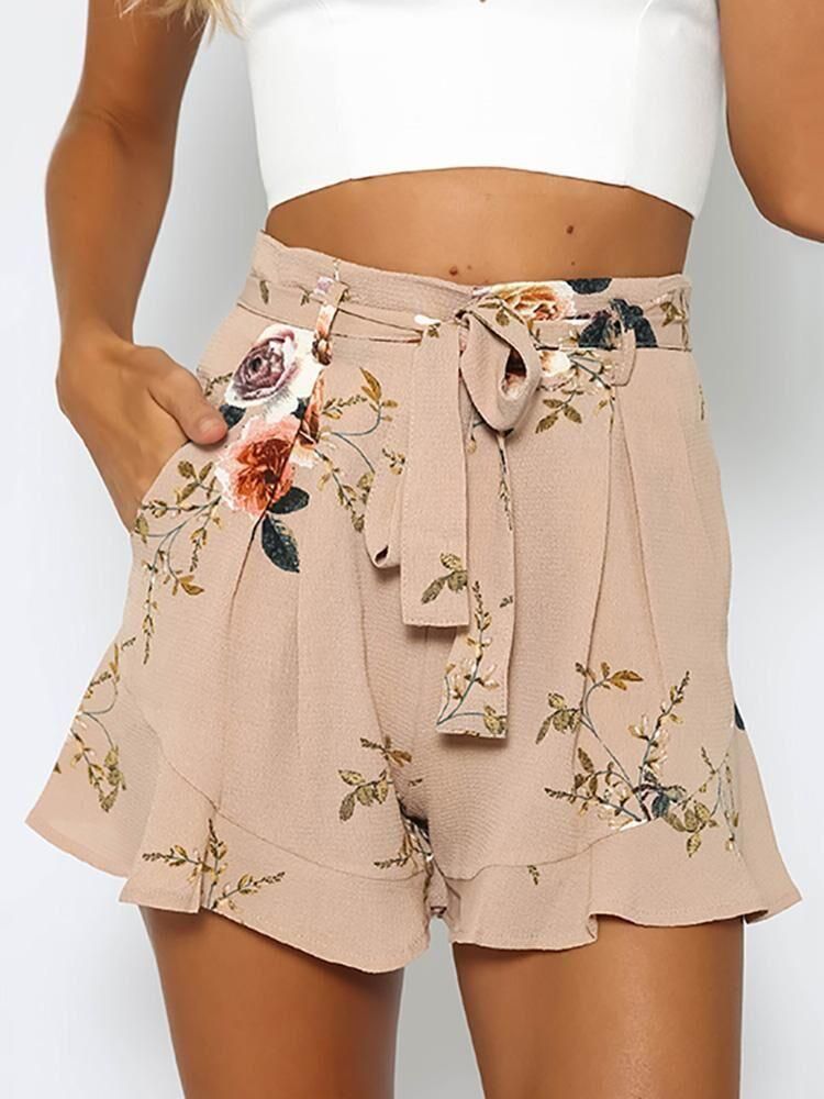 Moda Mujer Sexy Shorts Verano Dama Pantalones Cortos Estampado Ropa Estilo Suelto En Piernas Anchas Cordón 4 Tamaño OL 8711 De 6,61 € | DHgate