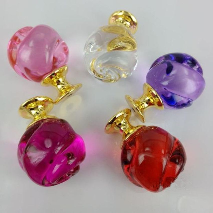 2019 Creative Fashion Rose Glass Drawer Win Cabinet Knobs Pulls