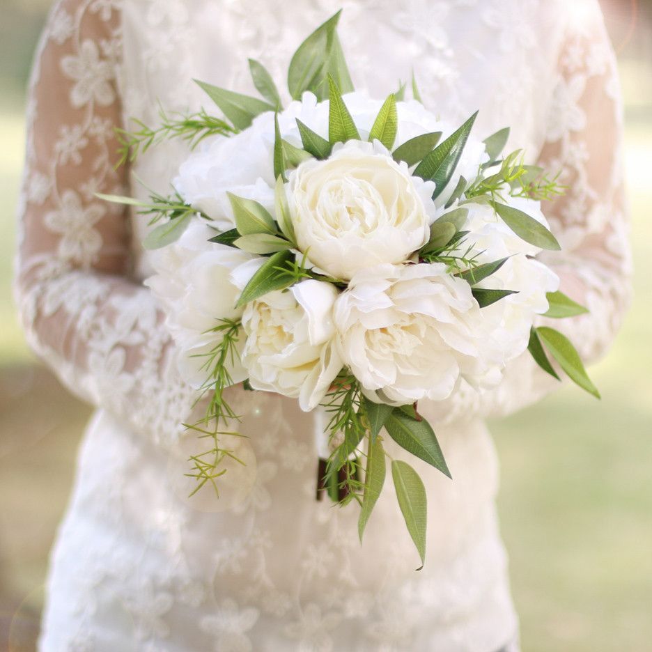 Nouvelle arrivée blanc vert Bouquets de mariage pivoine bouquet de mariage bouquet  de mariée broche bouquet