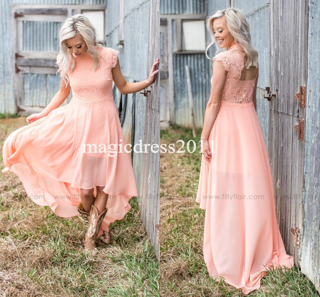 peach lace bridesmaid dresses