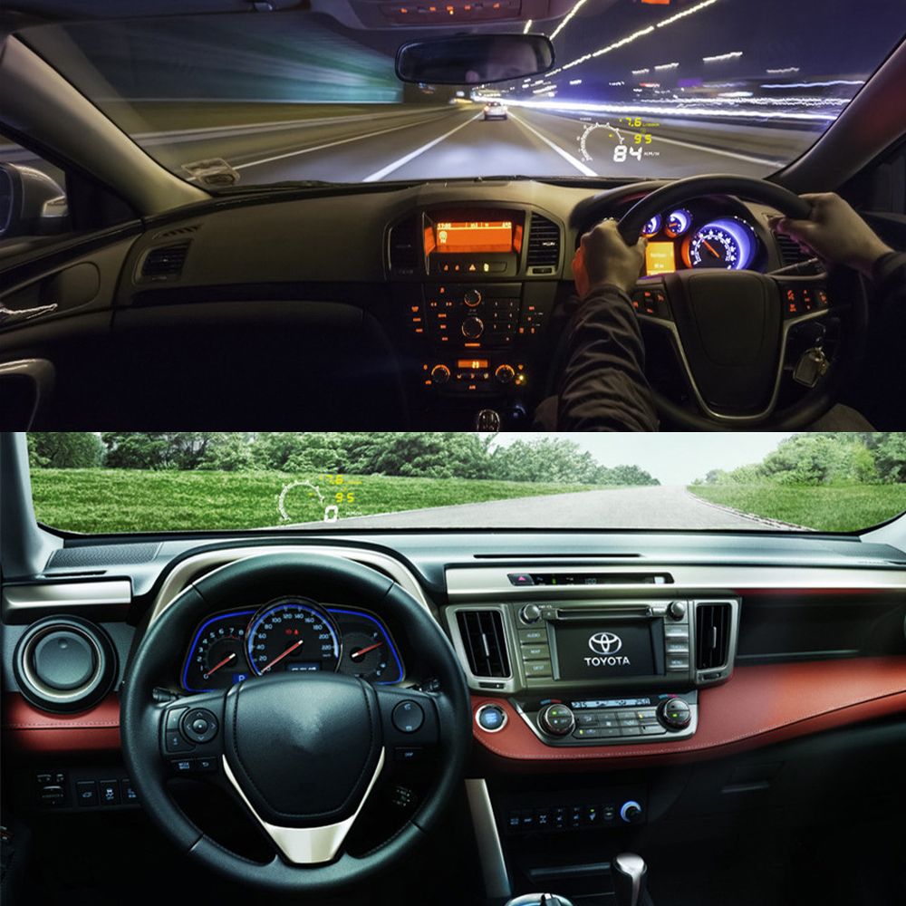 5.5 Inch Auto OBDII OBD2 Port Car Hud Head Up Display KM//h MPH Overspeed Warning Windshield Projector Alarm System