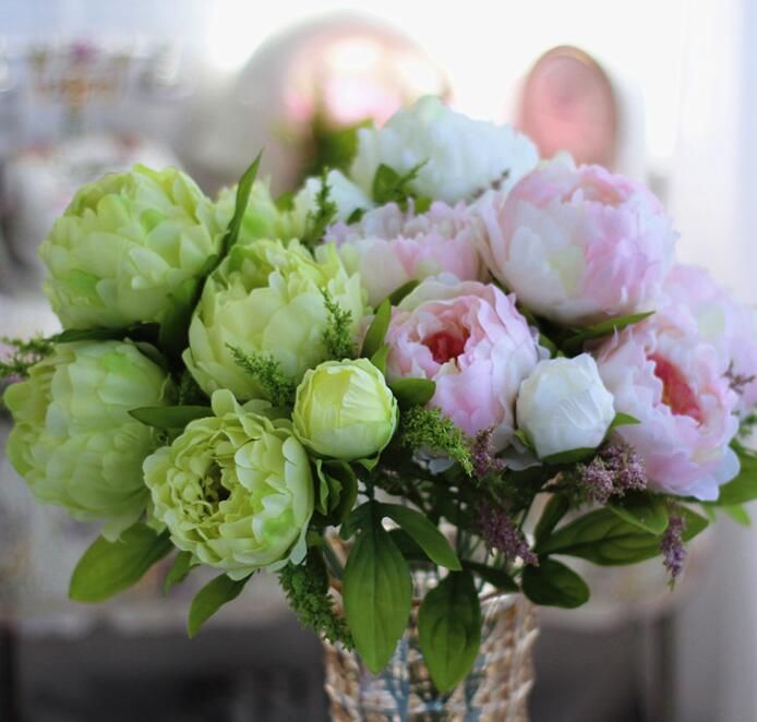 Wholesale Best Quality Color Peony Bouquet Artificial Peony Silk