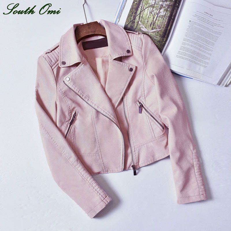 Venta Al Por Mayor 2016 Chaquetas De Cuero Rosa Negro Chaqueta De Motocicleta PU Blazer Blazer Abrigo Cremallera Para Bombarderas Cuir Increíble Pastel De 22,29 € | DHgate