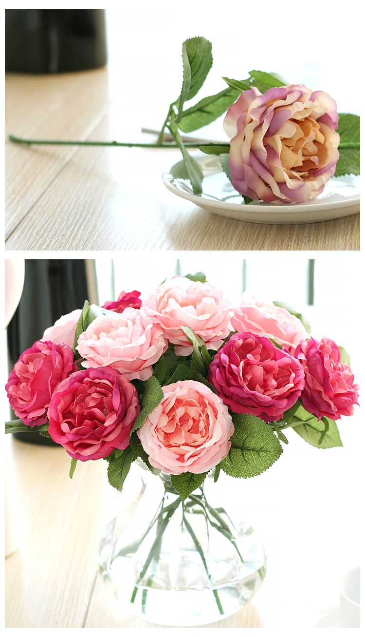 Acheter Faux Fleurs Blossom Roses Bouquet Accueil Décoration De Mariage Fleurs Artificielles Bouquet De Mariée Fleur Real Touch Roses De 076 Du