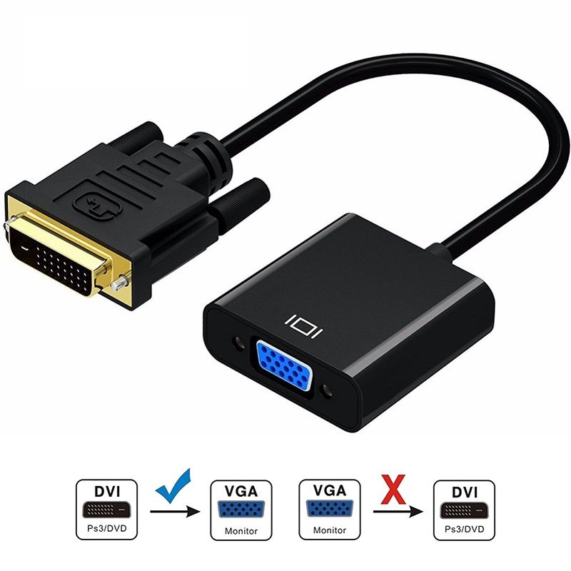 15 Pin VGA*Female to 24+1 pin DVI-D Male Adapter Video Converter PC Laptop RS