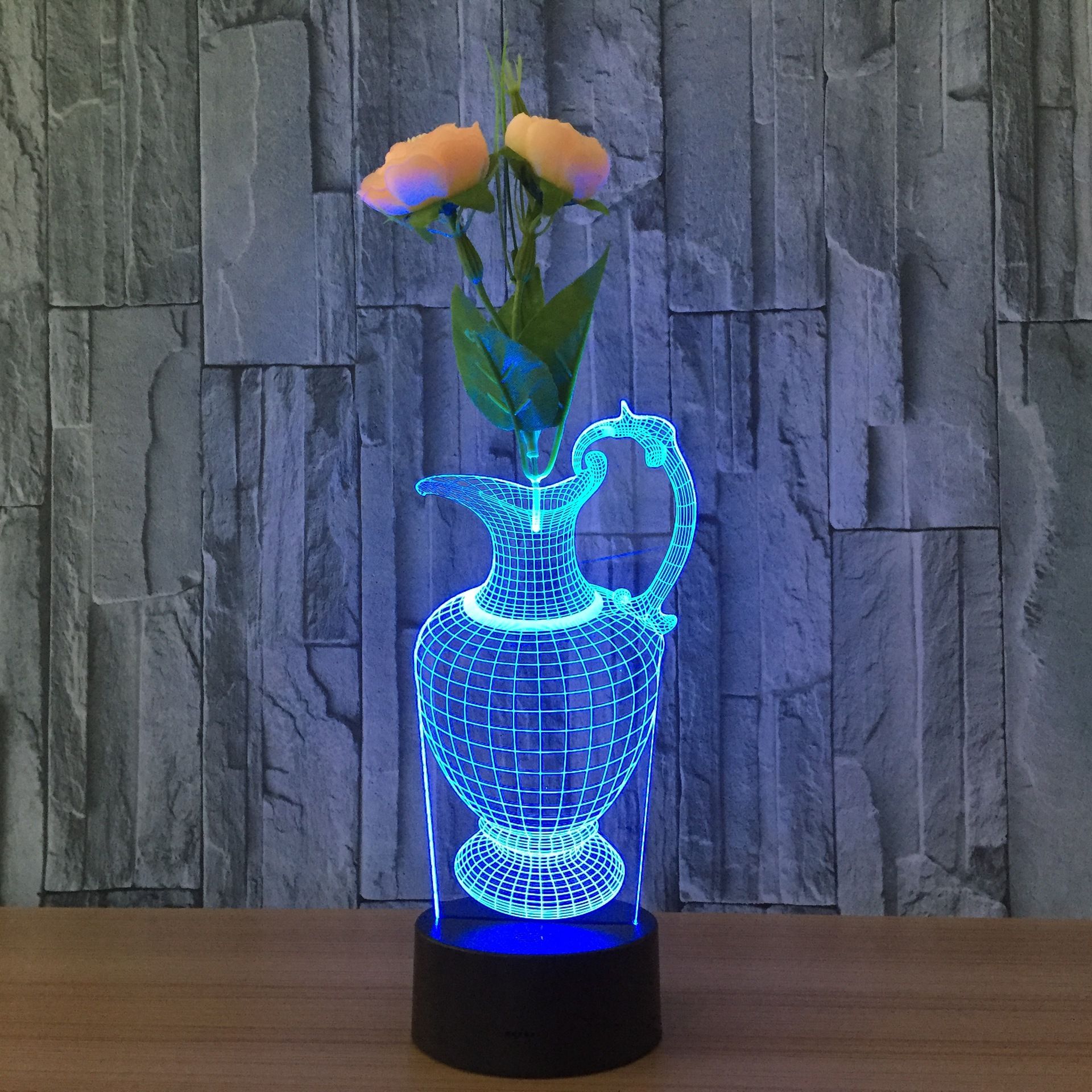 Creative 3d Vase Illusion Lamp Flower Arraging With Flower 7 Rgb