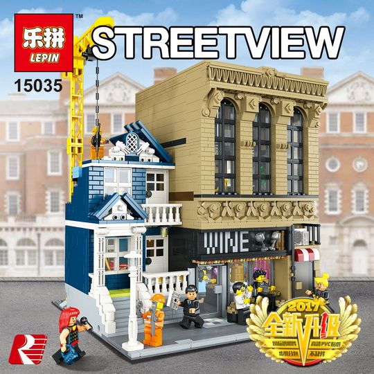15035 Street View MOC The Bars and Financial Companies Building Blocks 2841Pcs 