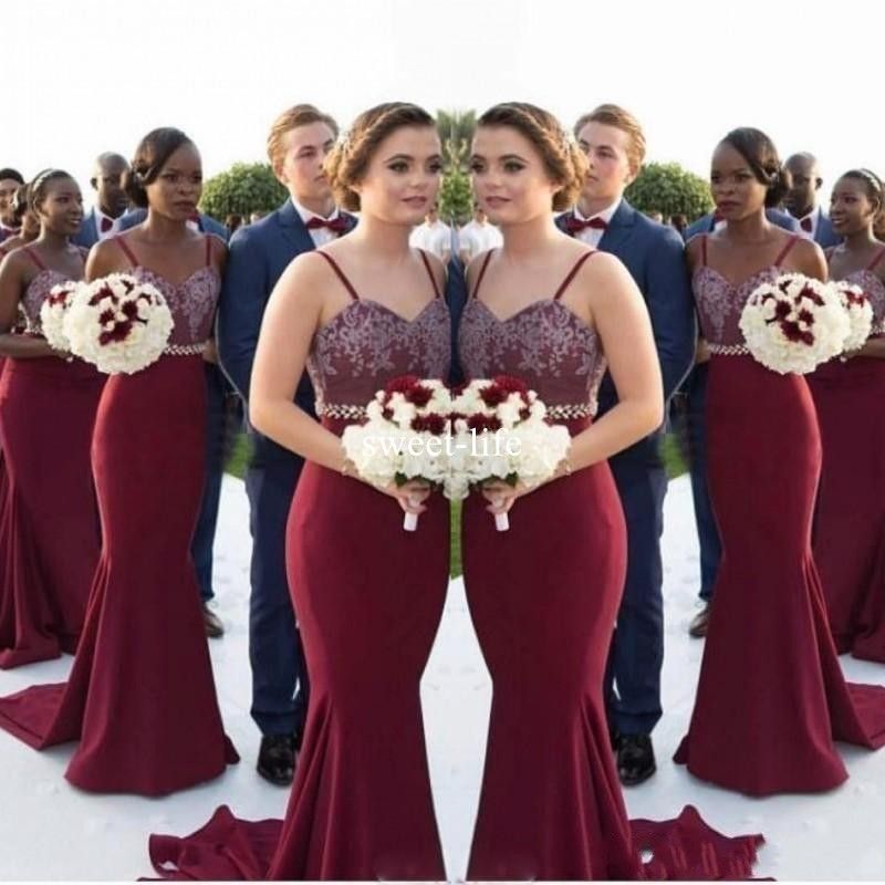 navy blue and burgundy bridesmaid dresses