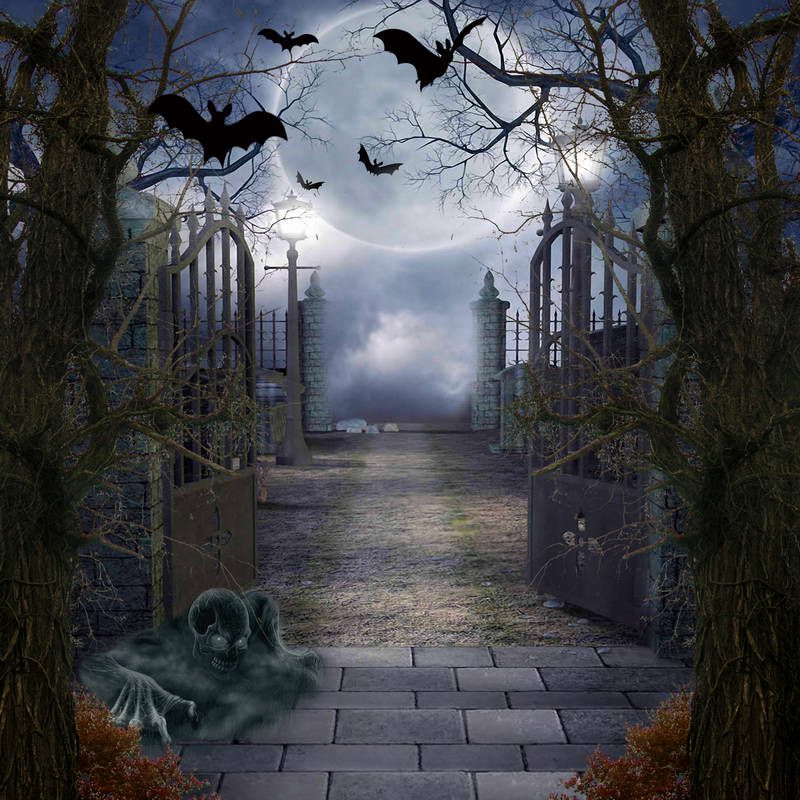 5x7ft Vinyl Digital Ghost Halloween Abandoned Castle Photography Studio  Backdrop Background