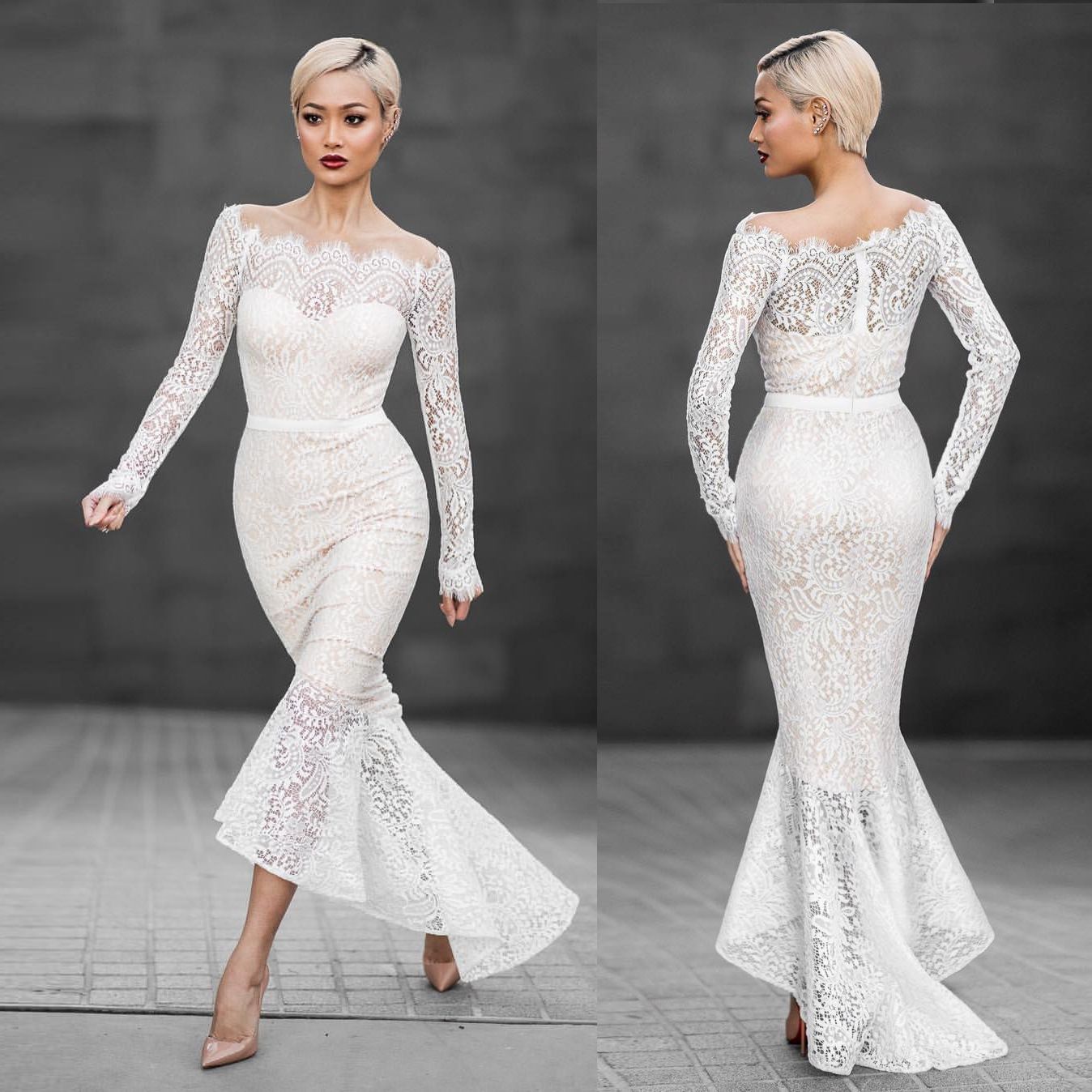 white lace dress long