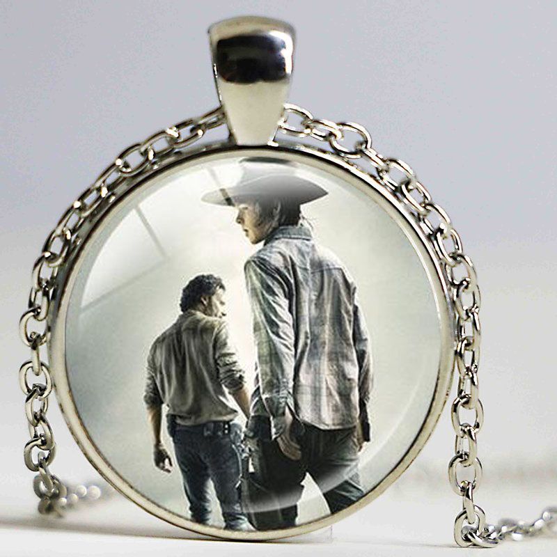 DAC7 Vintage Zombie The Walking Dead Bronze Glass Pendant Necklace Jewelry Gift