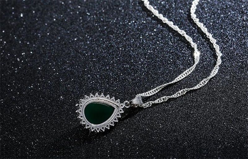 Wholesale YHAMNI Original Natural Green Gem Malay Stone Pendant 925