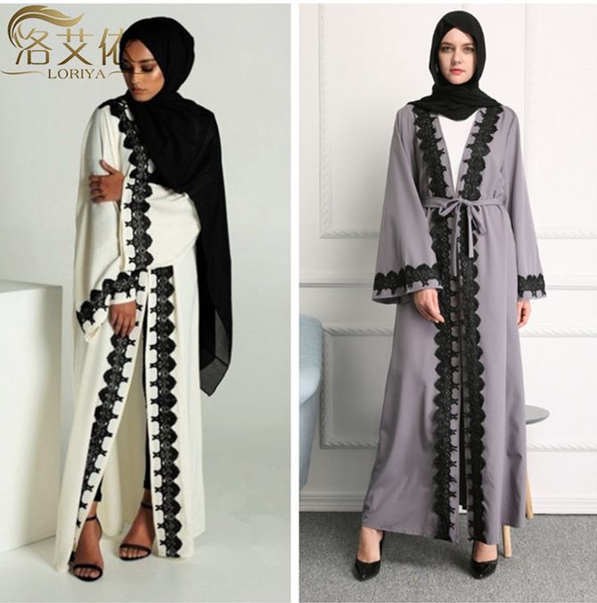 New Fashion Muslim Dresses Dubai Abaya Robes Printed Cardigan Islamic ...