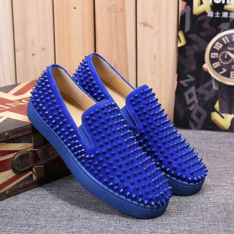 blue red bottom heels