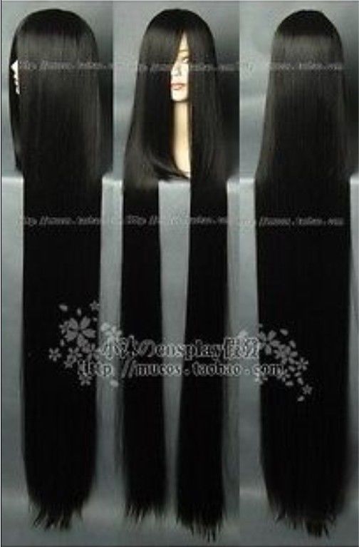 150cm black wig