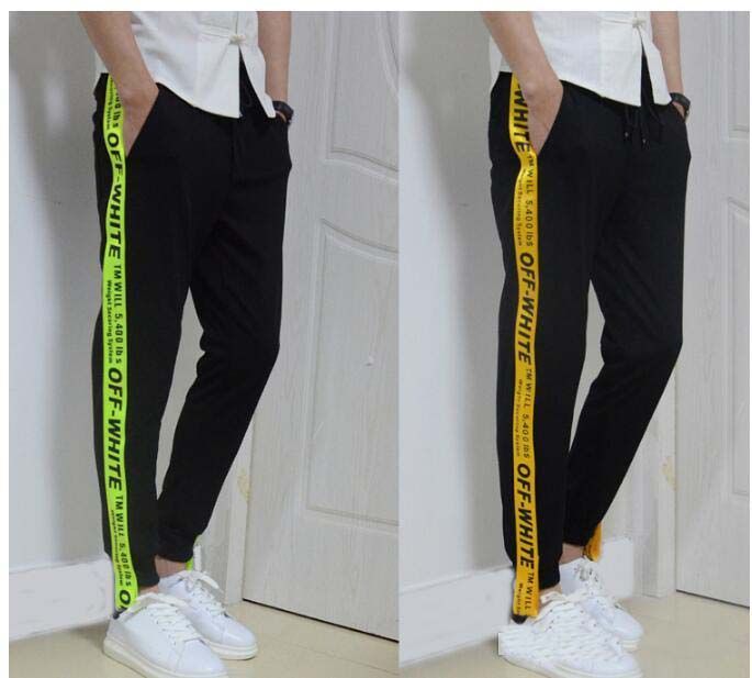 Napier Pump Tidligere off white pants with yellow stripe