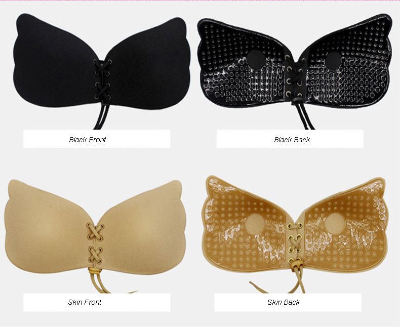 2020 4 Size Push Up Nude Black Butterfly Wing Invisible Bra Self