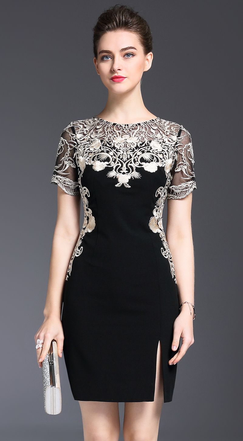 Embroidery Luxury Women Sheath Dress 