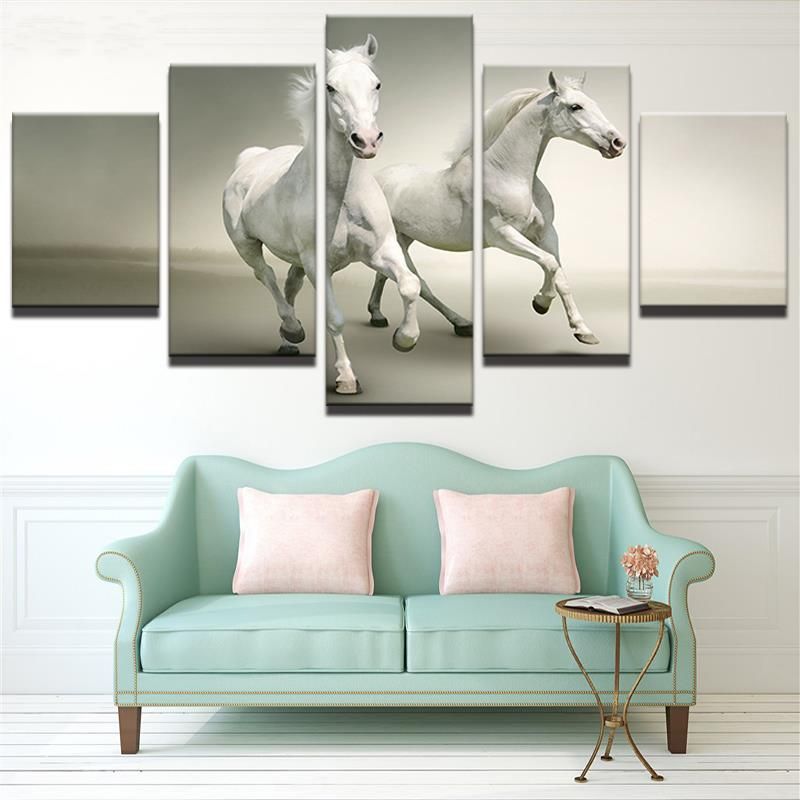 2020 Two Couple White Horses Wall Art Canvas Pictures For Living Room Bedroom Home Decor Printed Canvas Paintings From Jonemark2014 33 83 Dhgate Com