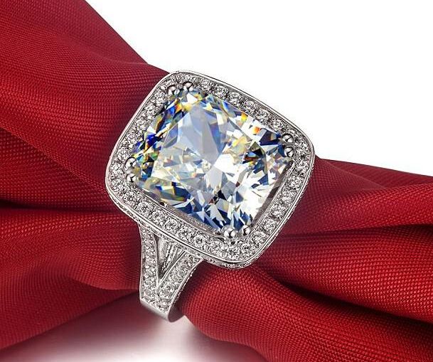 2019 Fast Luxury Quality Diamond Wedding Ring Amazing 8 Ct Cushion