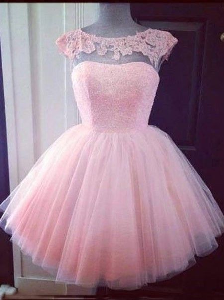 Compra 2017 Rosa Corto Vestido De Fiesta Vestidos De Fiesta Tulle Sheer Cap  Manga Puffy Real Photo Vestidos Fiesta De Graduación 16 Años Vestido De  Fiesta Barato | Entrega Rápida Y Calidad | Es.Dhgate