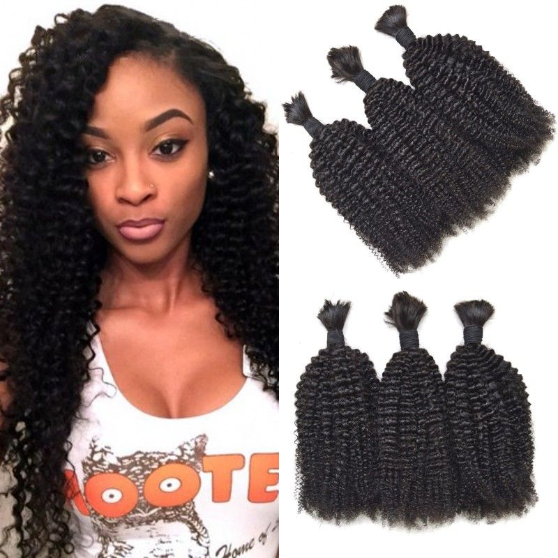 Peruvian Kinky Curly Human Braiding Hair Bulk No Weft For Black