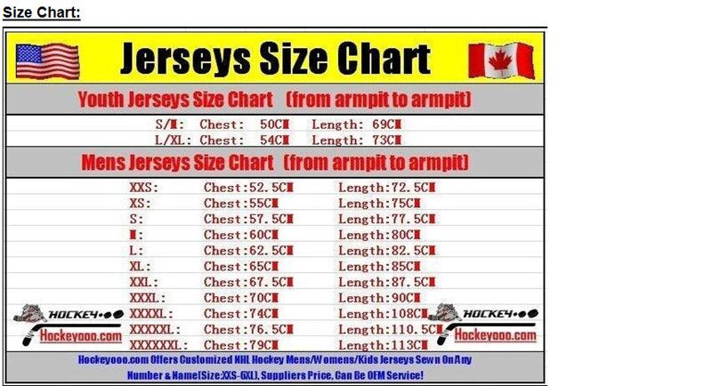 Mens Nhl Jersey Size Chart