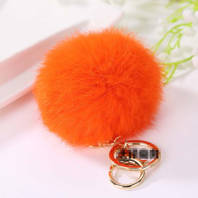 Fluffy Keychain Puff Ball 8cm Solid Color Rabbit Fur Ball Keychains