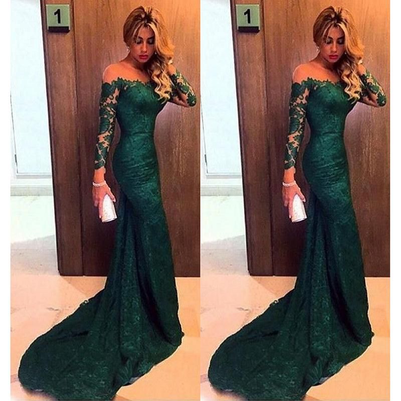 emerald green trumpet dress