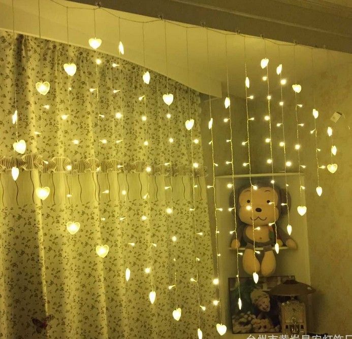 New Arrival 2m 1 6m 128leds Wedding Led Lights Curtain Heart Lamps