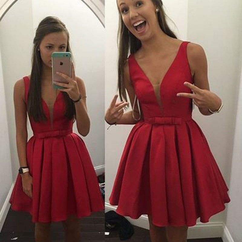 red semi dresses