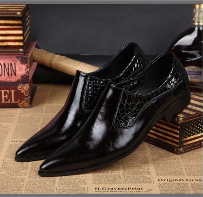 Hot Luxury Genuine Leather Mens Dress Shoes Oxfords Men Pointed Toe ...