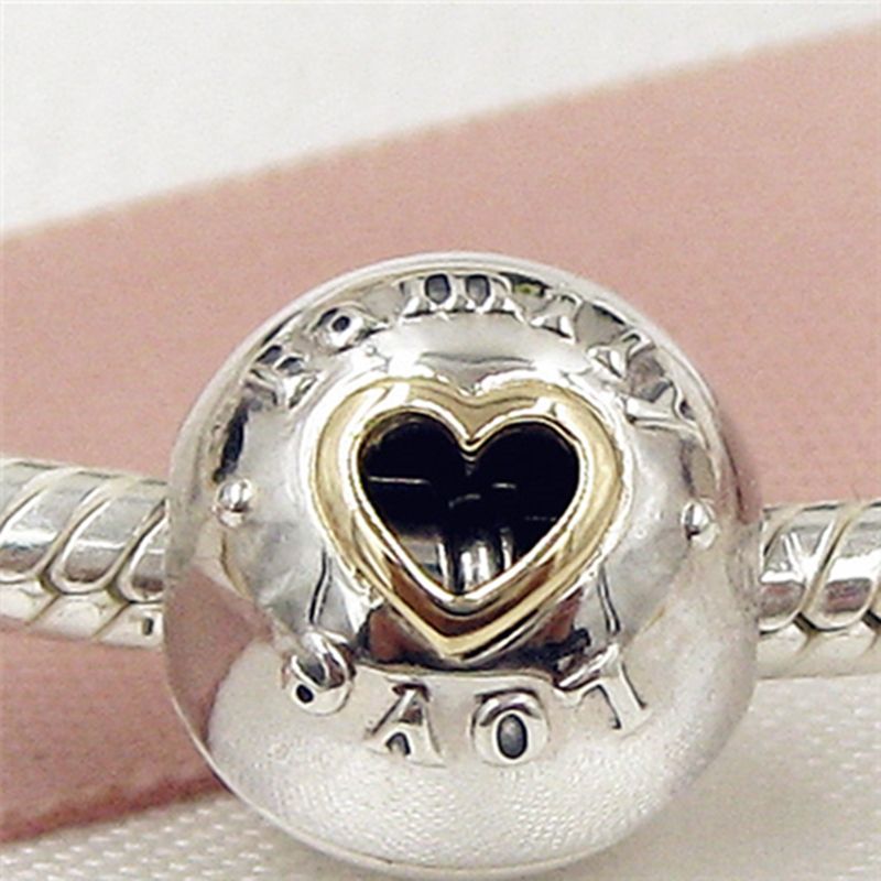 Authentic 925 Sterling Silver & 14K Gold Family and Love Clip Charm Beads 