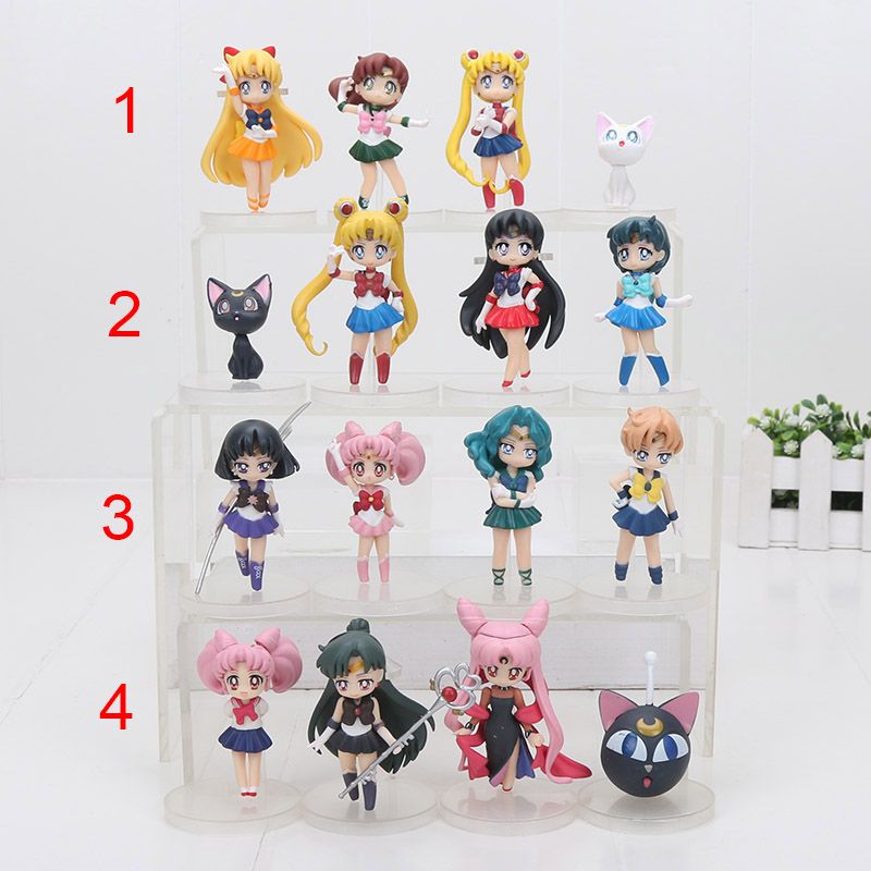 Anime PVC Action Figures Sailor Moon Mars Mercury Saturn Jupiter Venus Chibi Toy