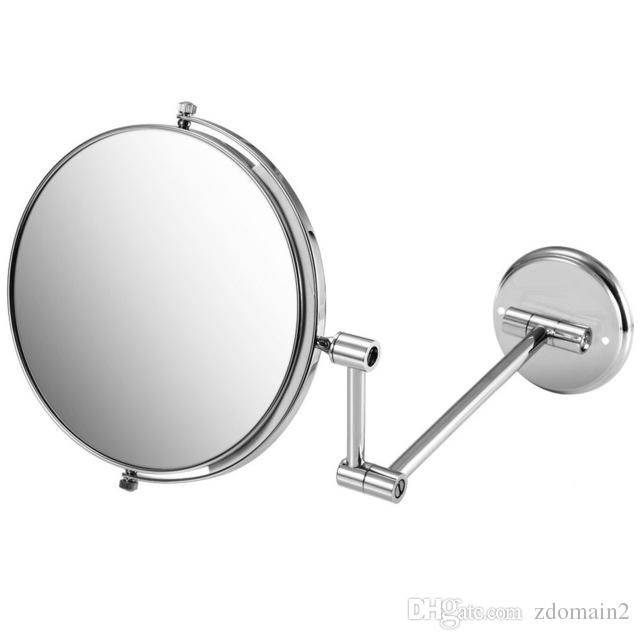 2018 8 Double Side Folding Wall Mounted Makeup Shave Vanity Mirror Round With Frame Arm Base Chrome Bathroom Full Length Mirrors