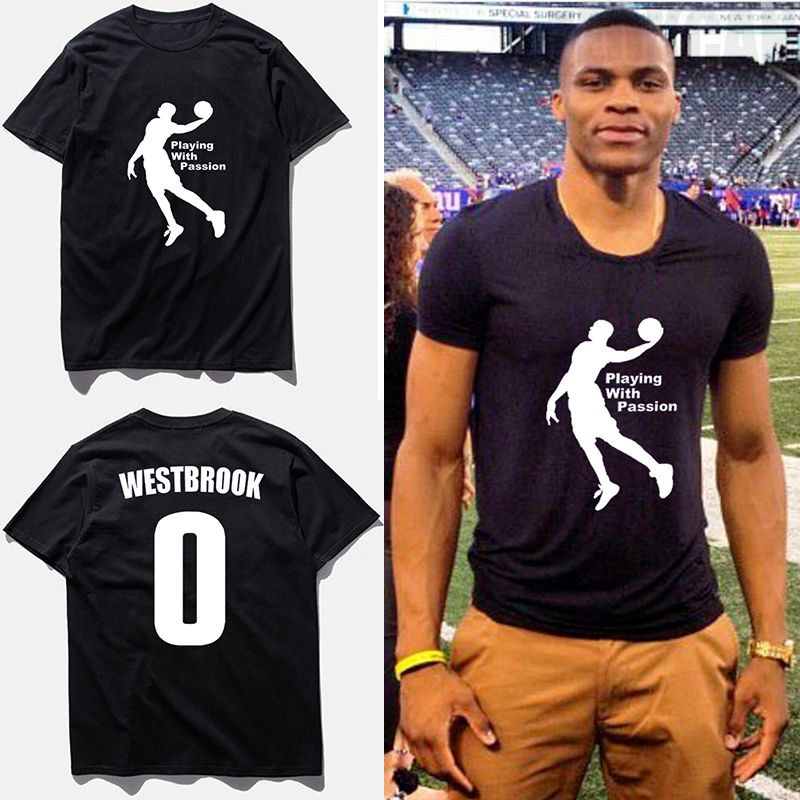 2018 verano Russell Westbrook camiseta baloncesto jugando con letras de paso camiseta de impresión masculina