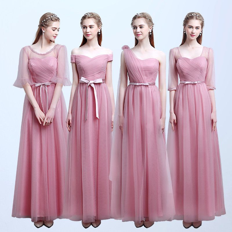 long pink blush dress