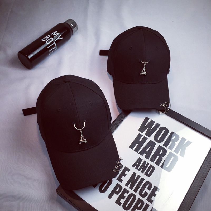 Hiphop Rivet Black Baseball Hats 